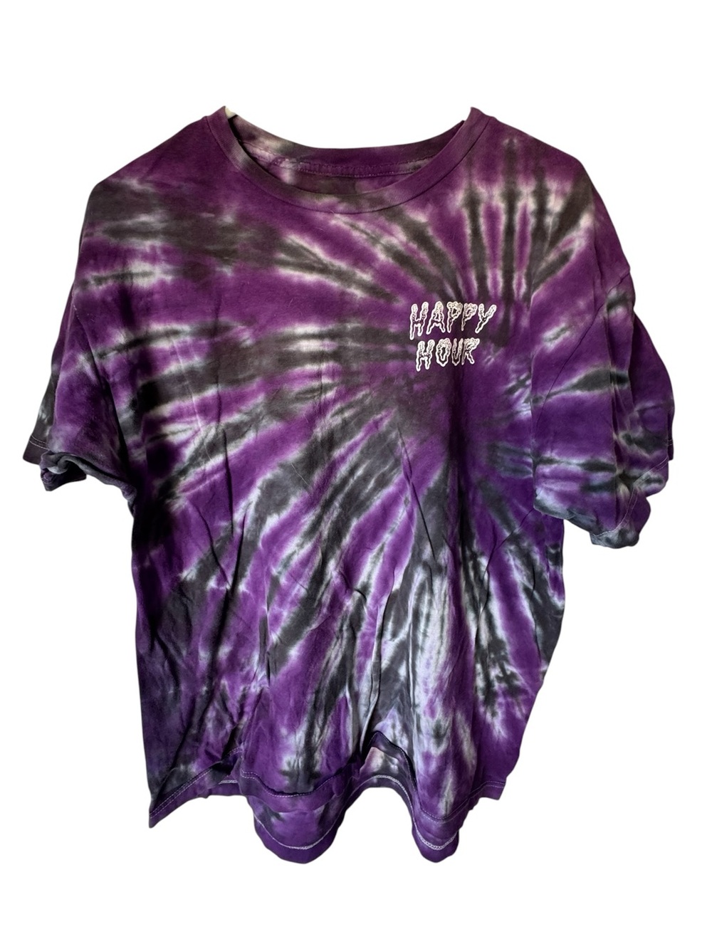 Happy Hour Long Beach CA Surf Tie-Dye T-Shirt - Purple & Black Men’s XL